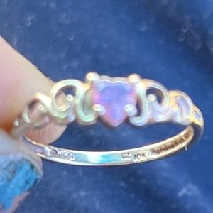 10k yellow gold pink ice heart ring